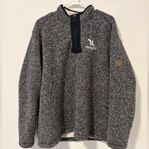 Orvis Sherpa Lined Quarter Zip Pullover - Grey Knit Fleece - XL